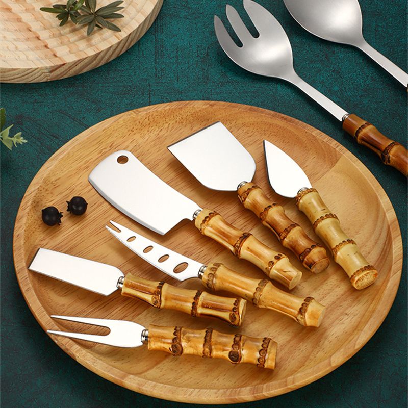 Kit para Queijos com Cabos de Bambu – 6 Peças