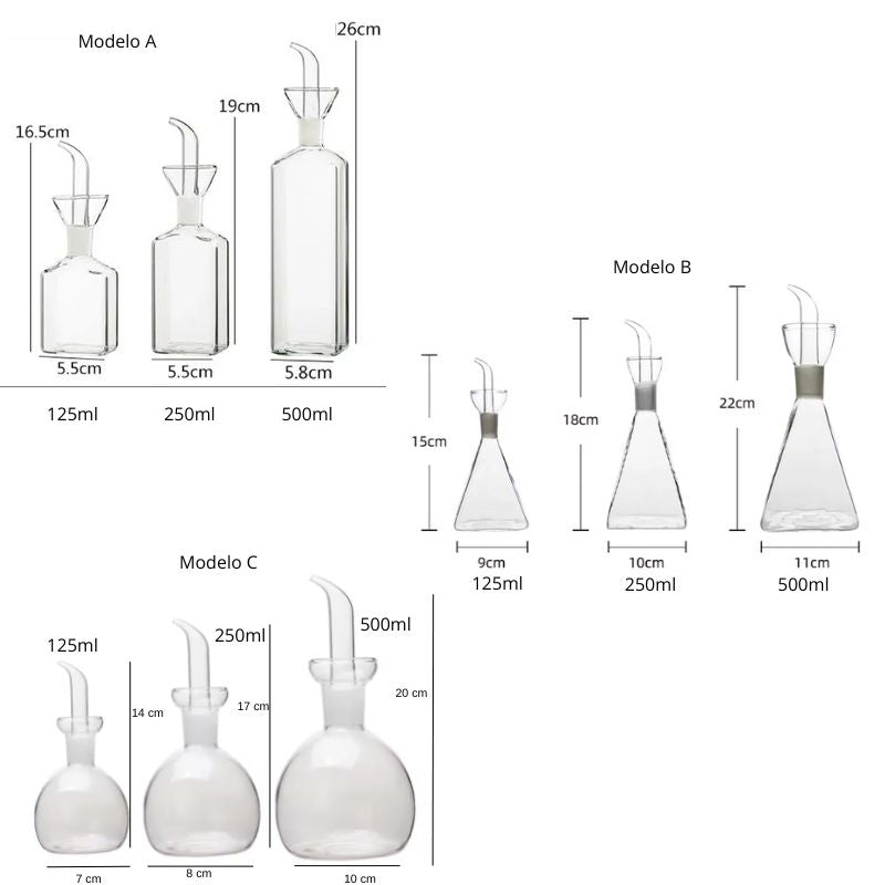 Porta-Azeite e Vinagre de Vidro Borossilicato