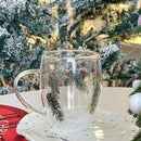Canecas de Vidro Duplo com Design de Árvore de Natal e Floco de Neve