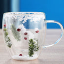 Canecas de Vidro Duplo com Design de Árvore de Natal e Floco de Neve