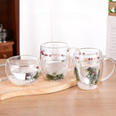 Canecas de Vidro Duplo com Design de Árvore de Natal e Floco de Neve