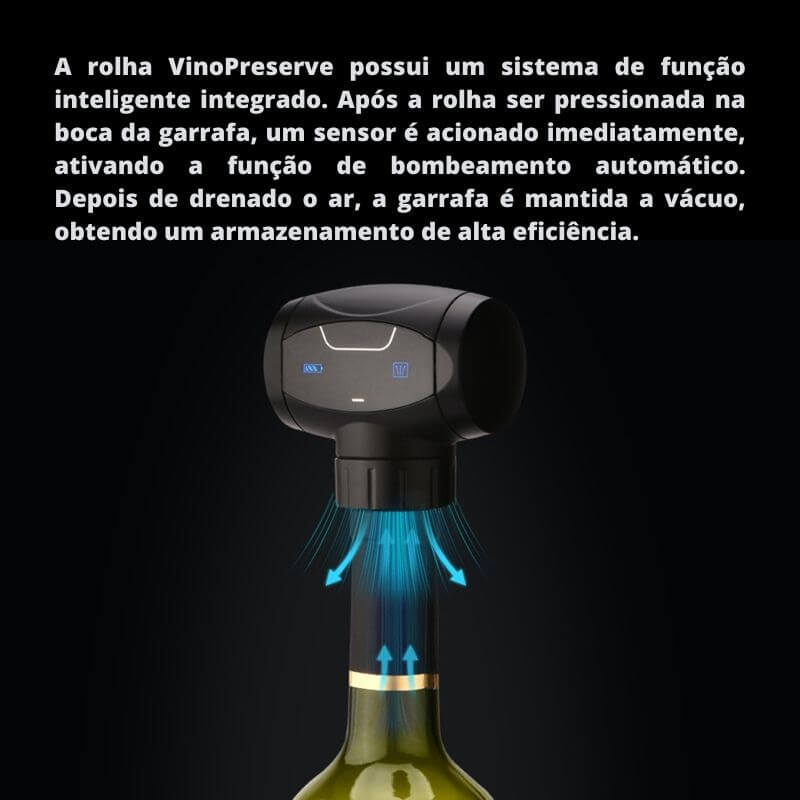 Rolha de Vácuo Elétrica para Vinho - VinoPreserve
