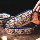 Tigela de Cerâmica com Alça e Estampa Floral