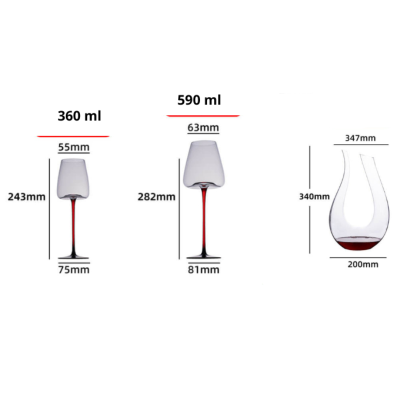 Kit Promocional Decanter e 2 Taças de Vinho Gradação - 3 peças